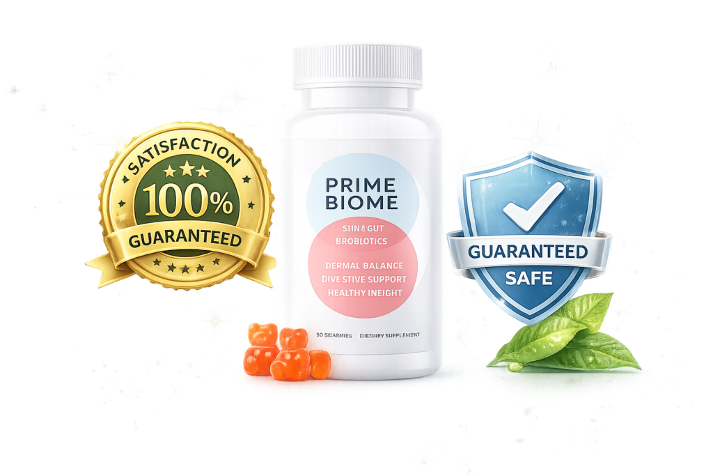 Prime Biome probiotic gummies bottle shown alongside pricing and package options for reference