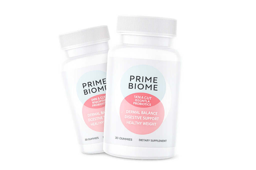 PrimeBiome probiotic gummies bottle shown without background